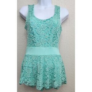 Rue21 Green Blue Teal Lace Overlay Sleeveless Top Small New With Tags Stretch